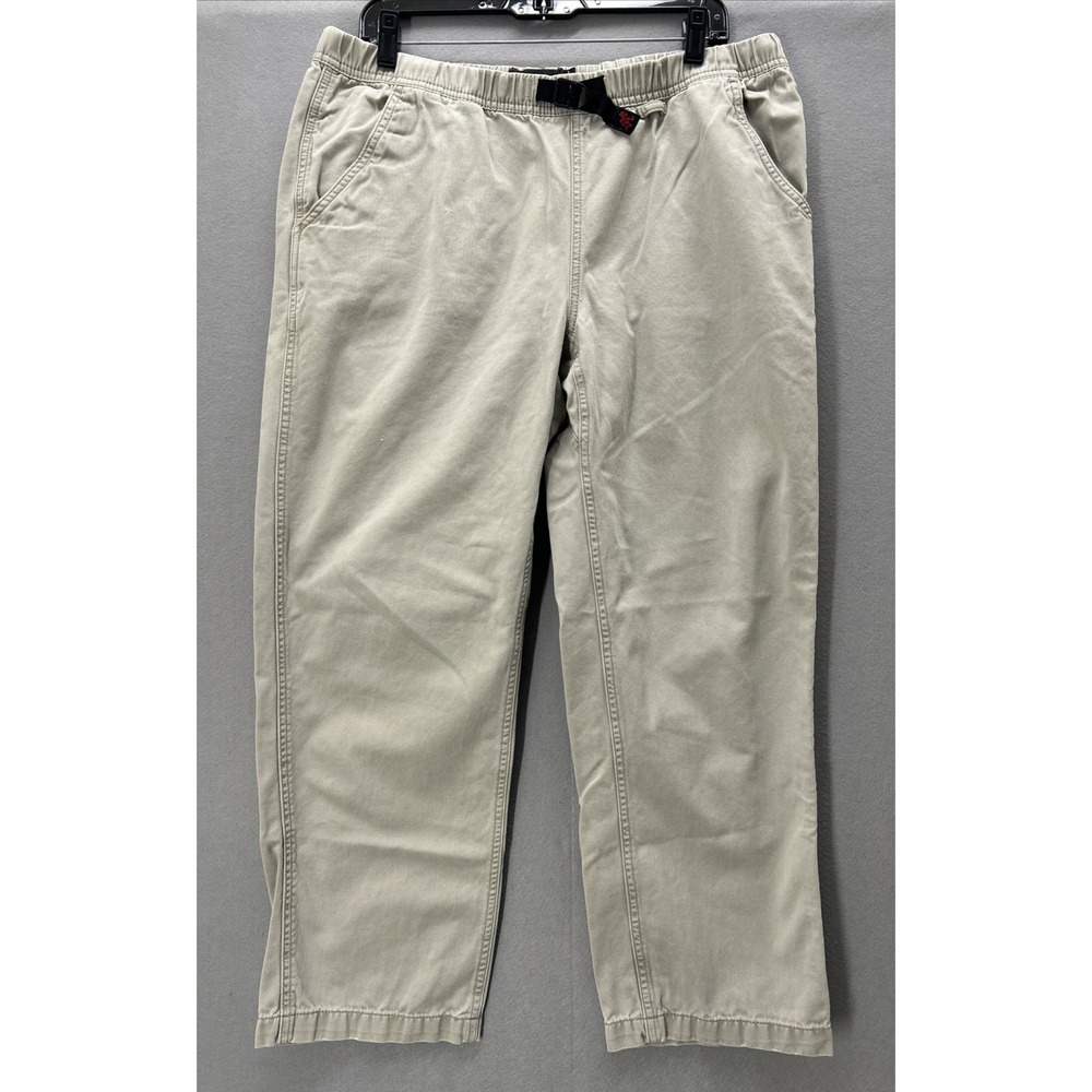 Gramicci Belted Pants Men Utility Climbing Beige Large 27" Inseam Organic Cotton